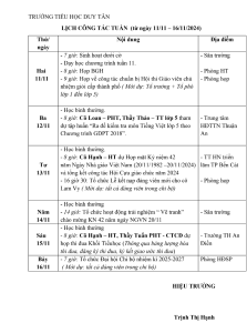 Lịch công tác tuần 11